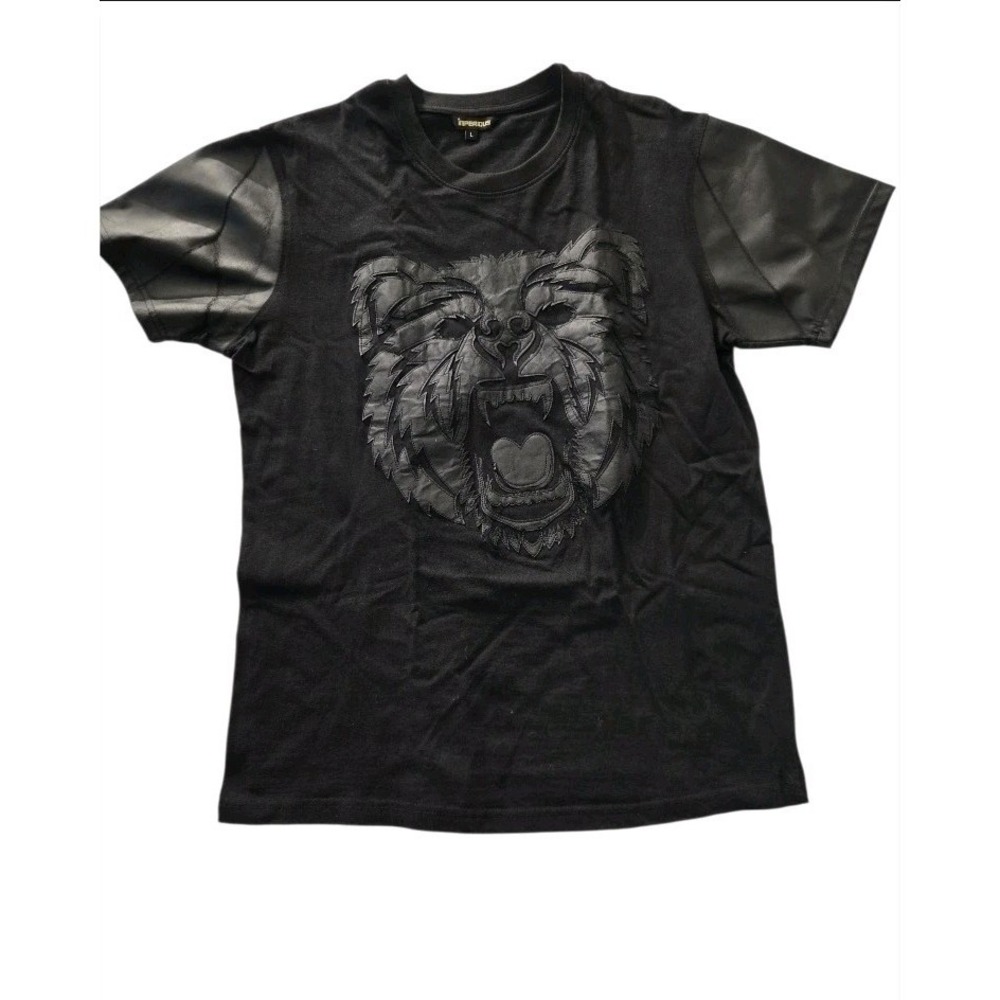 Imperious Mens T-Shirt Large Black‎ Graphic Bear Print Short Sleeve Cotton...